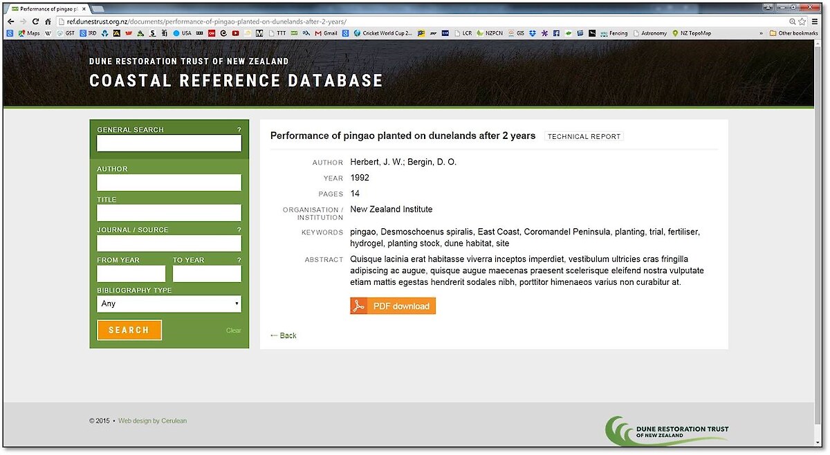 Coastal Reference Database • Coastal Restoration Trust of New Zealand