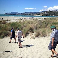 Checking out the Tahuna Beach dunes on the first day